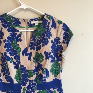 Boden | Blue & Green textured print sheath dress 6